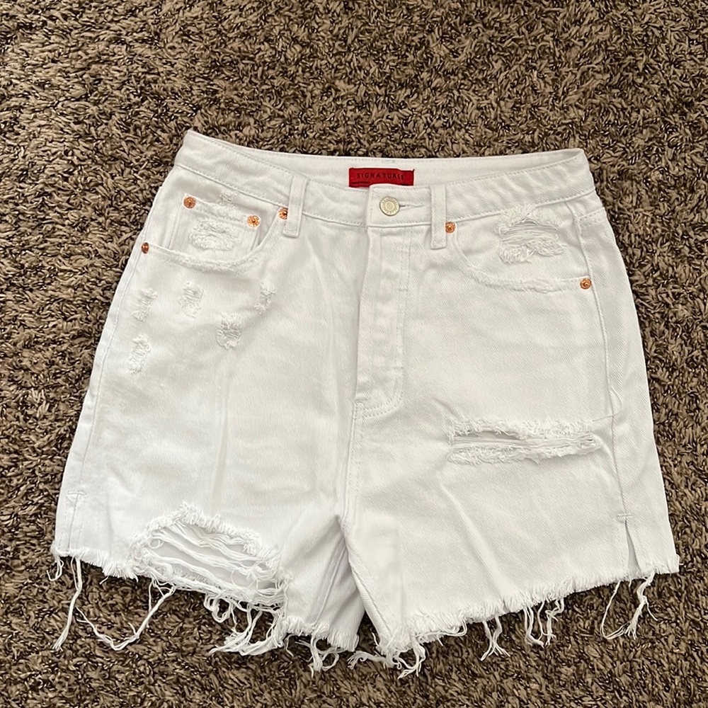 High Waisted White Jean Shorts